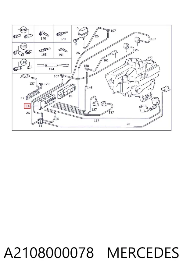 Válvula EGR de recirculação dos gases A2108000078 Mercedes