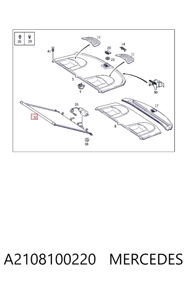 Estore de vidro traseiro A2108100220 Mercedes