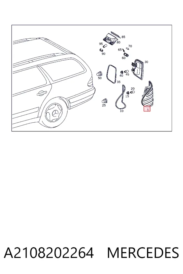 Lanterna traseira direita externa A2108202264 Mercedes