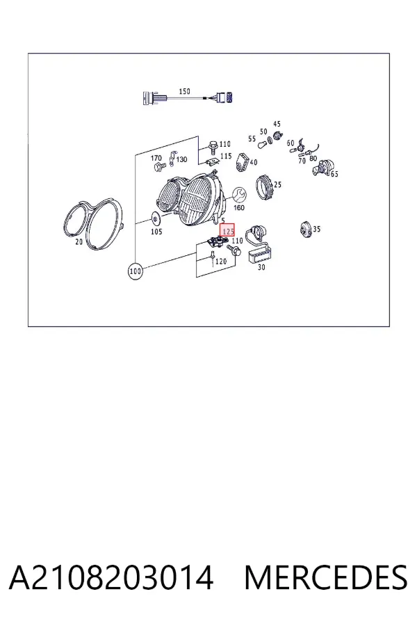 Consola (adaptador) de fixação da luz dianteira direita A2108203014 Mercedes