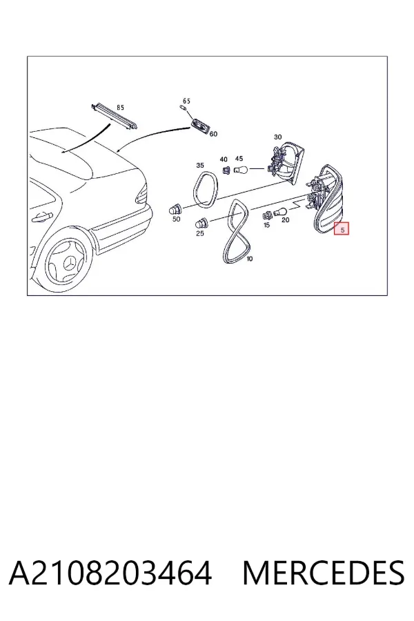 Lanterna traseira direita externa A2108203464 Mercedes