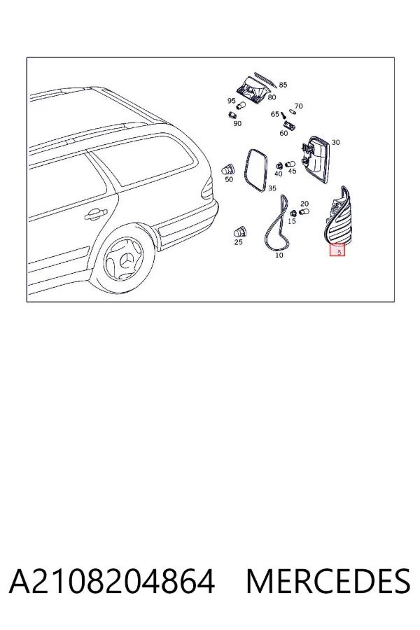 Lanterna traseira direita externa A2108204864 Mercedes