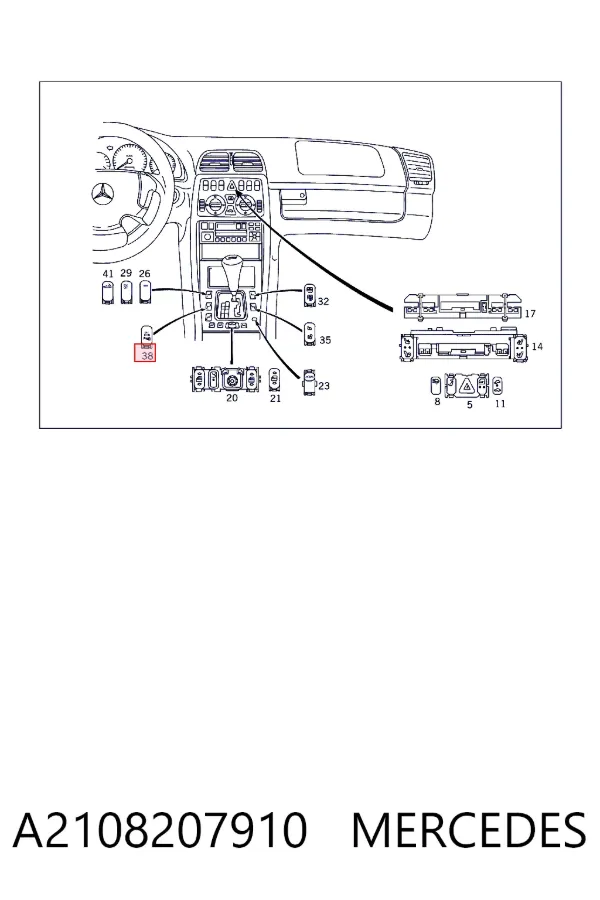 Botão de ativação de sensor de estacionamento A2108207910 Mercedes
