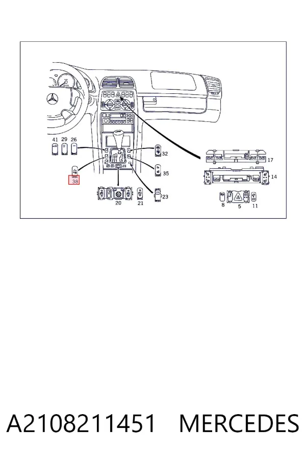 Botão de ativação de sensor de estacionamento A2108211451 Mercedes