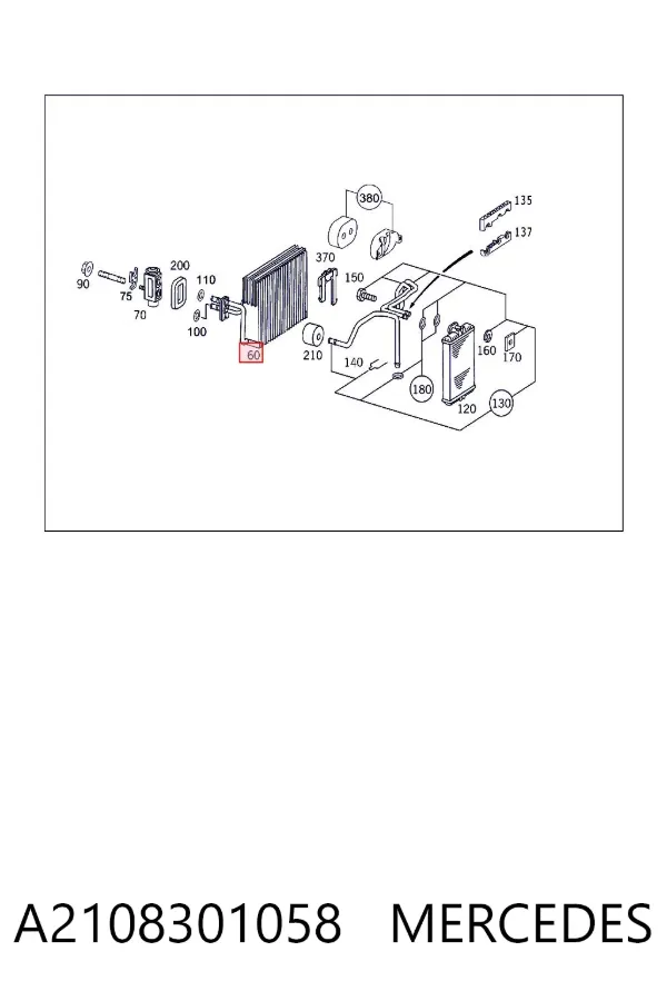 Vaporizador de aparelho de ar condicionado A2108301058 Mercedes