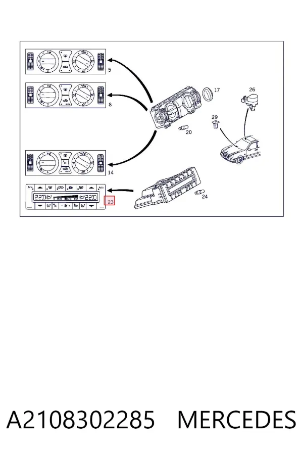 Unidade de controlo dos modos de aquecimento/condicionamento A2108302285 Mercedes