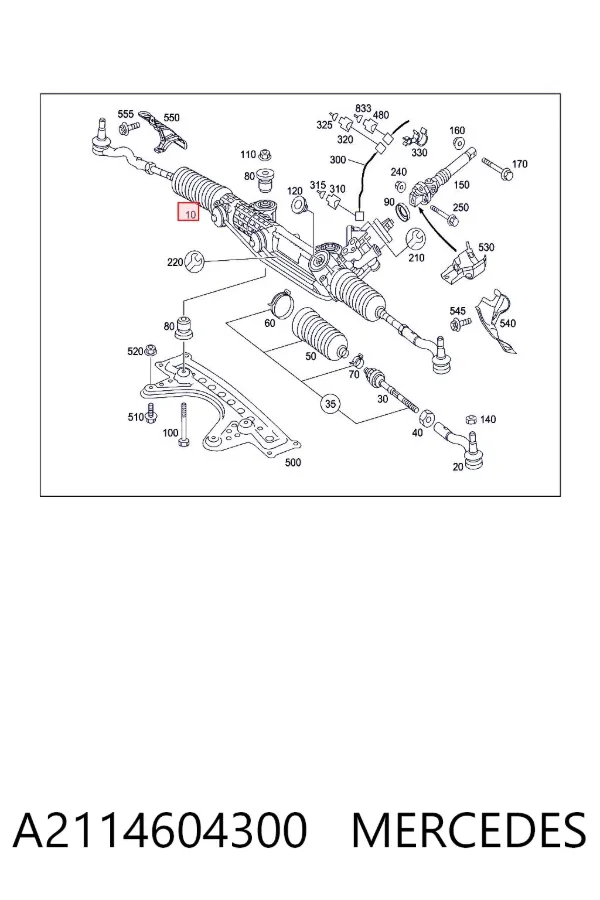 Cremalheira da direção A2114604300 Mercedes