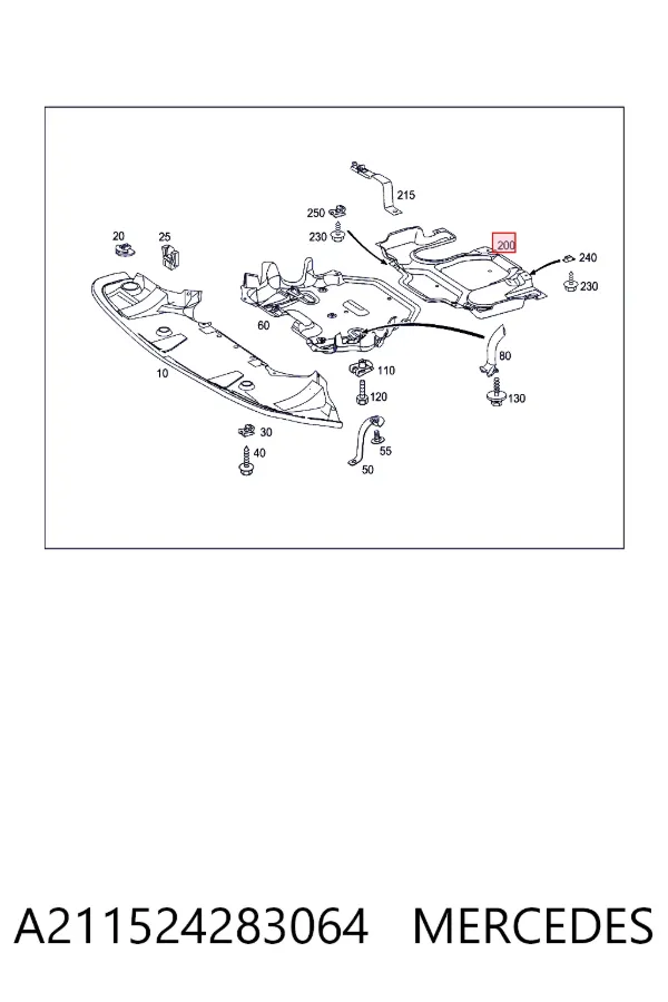 Proteção de motor, de panela (da seção de motor) A211524283064 Mercedes