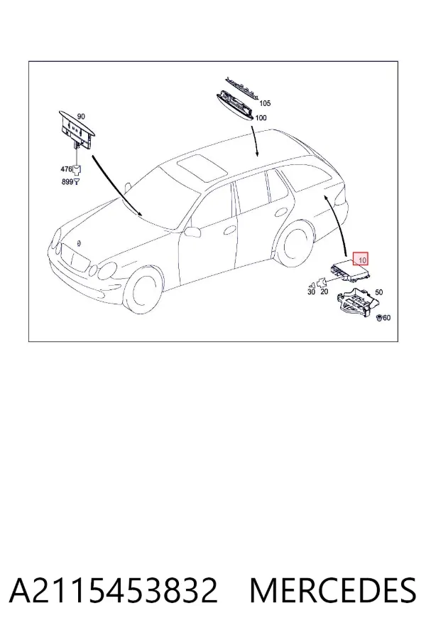 Módulo de direção (Centralina eletrônica) de sensor de estacionamento A2115453832 Mercedes