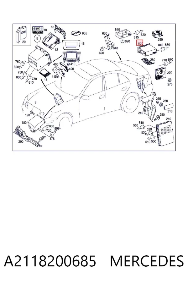 Unidade de controlo multimídia A2118200685 Mercedes