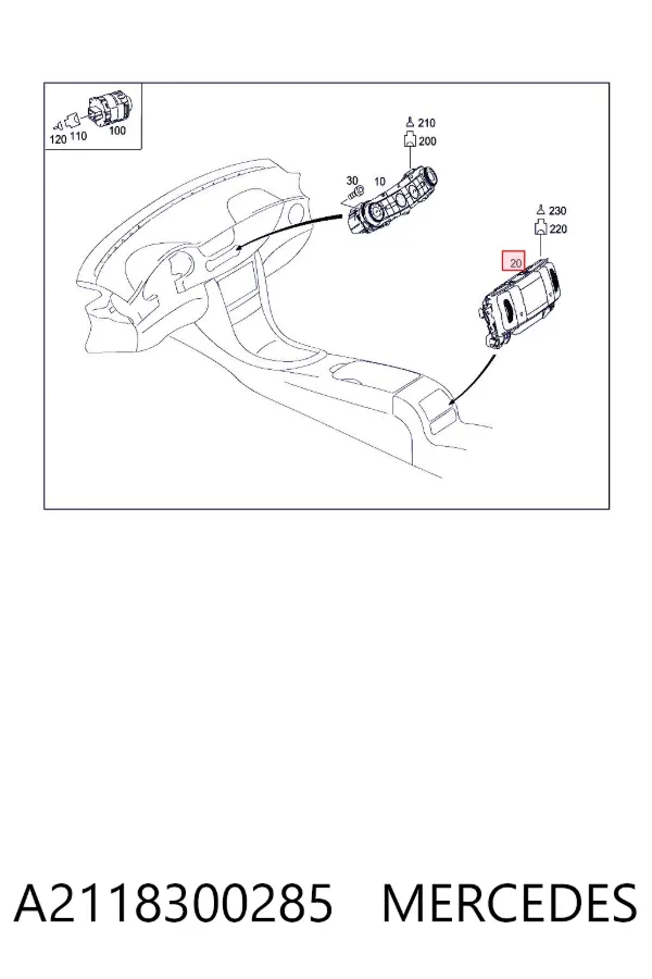 Unidade de controlo dos modos de aquecimento/condicionamento A2118300285 Mercedes