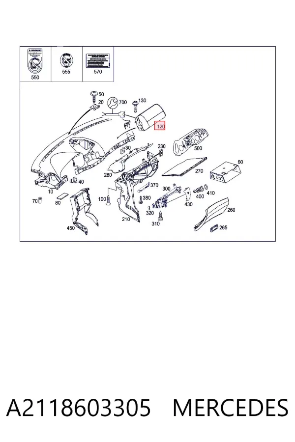 Cinto de segurança (AIRBAG) de passageiro A2118603305 Mercedes