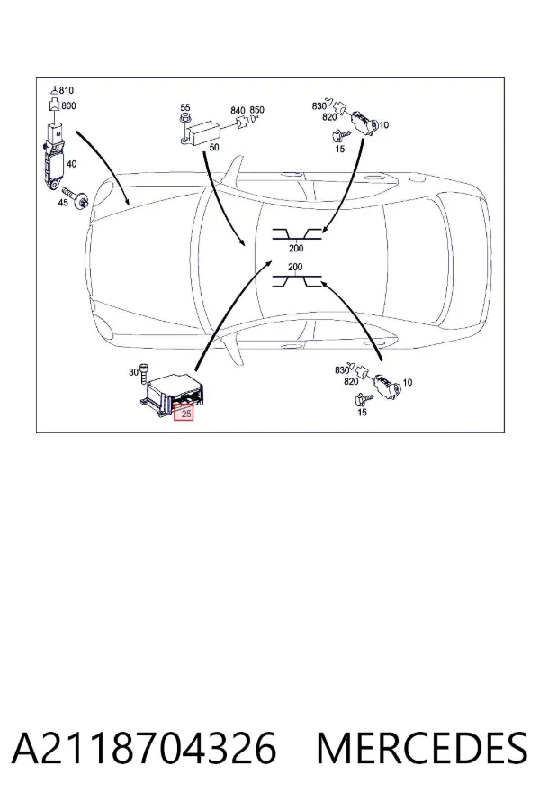 Módulo processador de controlo da bolsa de ar (Centralina eletrônica AIRBAG) A2118704326 Mercedes
