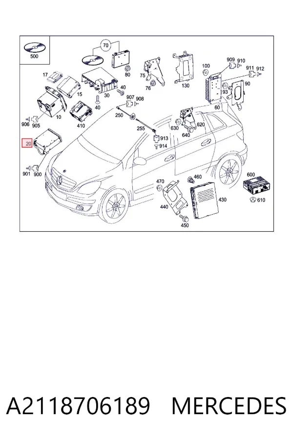 Aparelhagem de som (rádio AM/FM) A2118706189 Mercedes