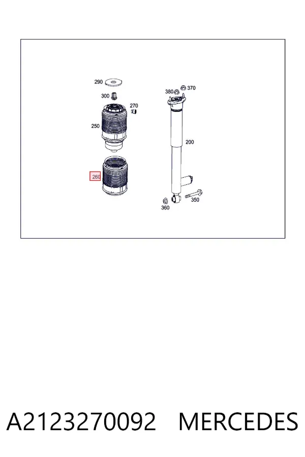 Coxim pneumático (suspensão de lâminas pneumática) do eixo traseiro A2123270092 Mercedes
