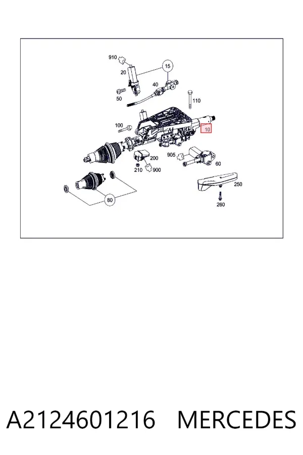 Coluna da direção A2124601216 Mercedes