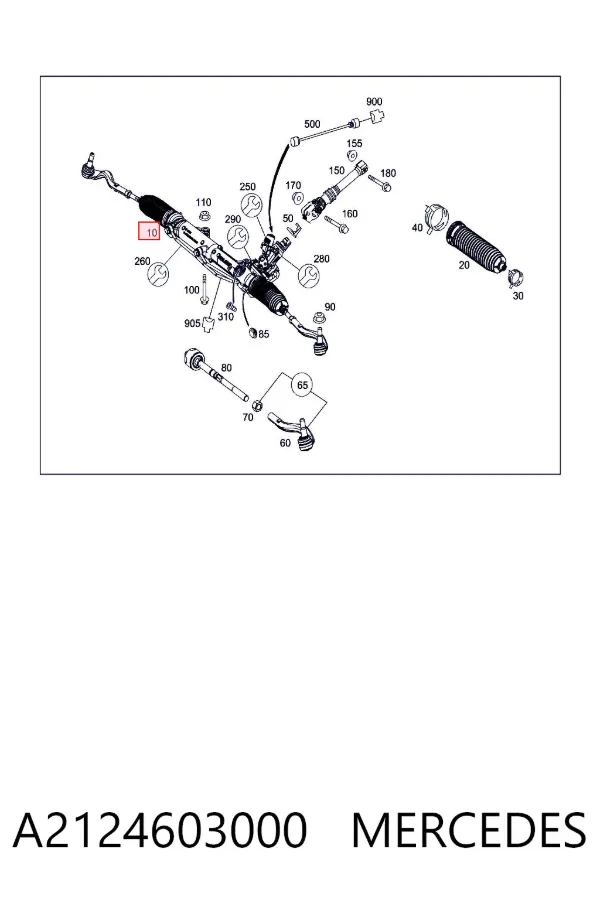 Cremalheira da direção A2124603000 Mercedes