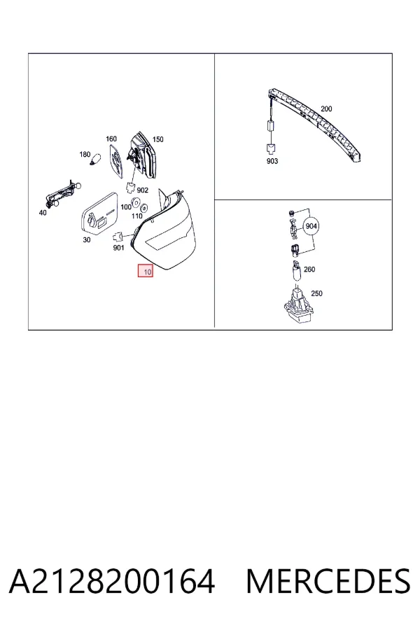 Lanterna traseira esquerda externa A2128200164 Mercedes