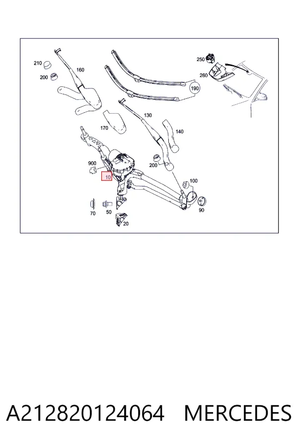 Trapézio de limpador pára-brisas A212820124064 Mercedes