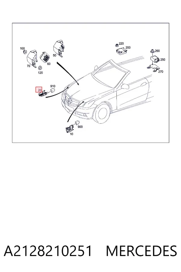 Sensor de abertura da capota A2128210251 Mercedes