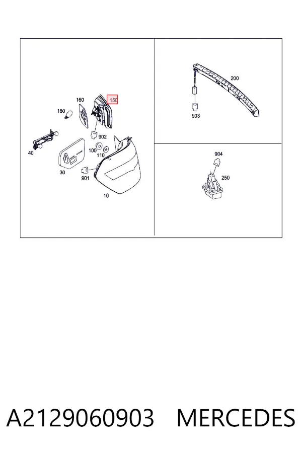 Lanterna traseira esquerda interna A2129060903 Mercedes