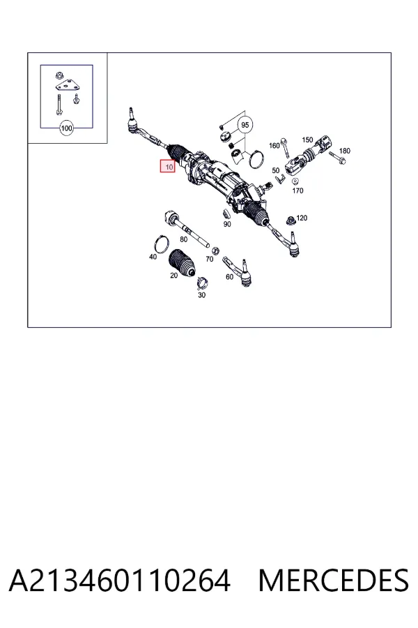 Cremalheira da direção A213460110264 Mercedes