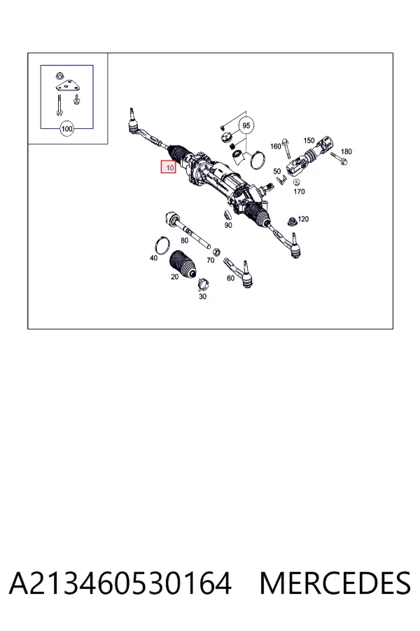 Cremalheira da direção A213460530164 Mercedes