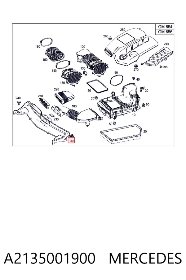 Conduto de ar/defletor do radiador, superior A2135001900 Mercedes