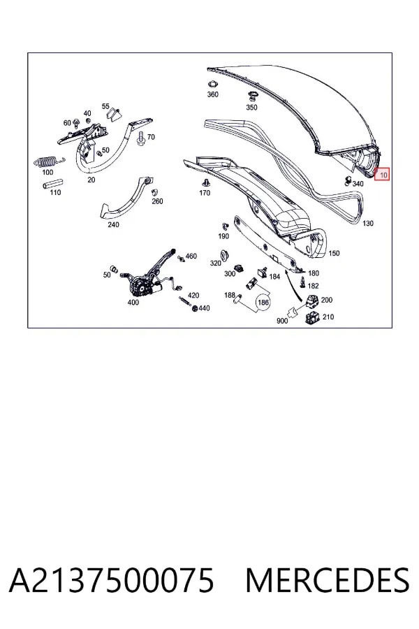 Tampa de porta-malas A2137500075 Mercedes