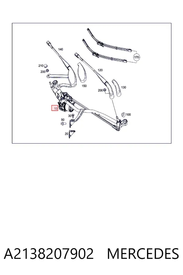 Trapézio de limpador pára-brisas A2138207902 Mercedes