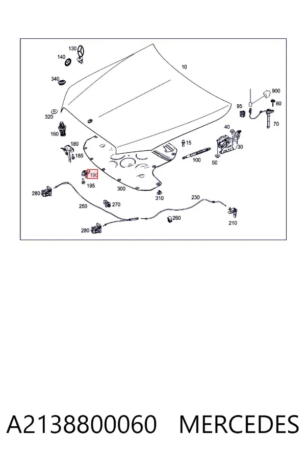Gozno da capota A2138800060 Mercedes