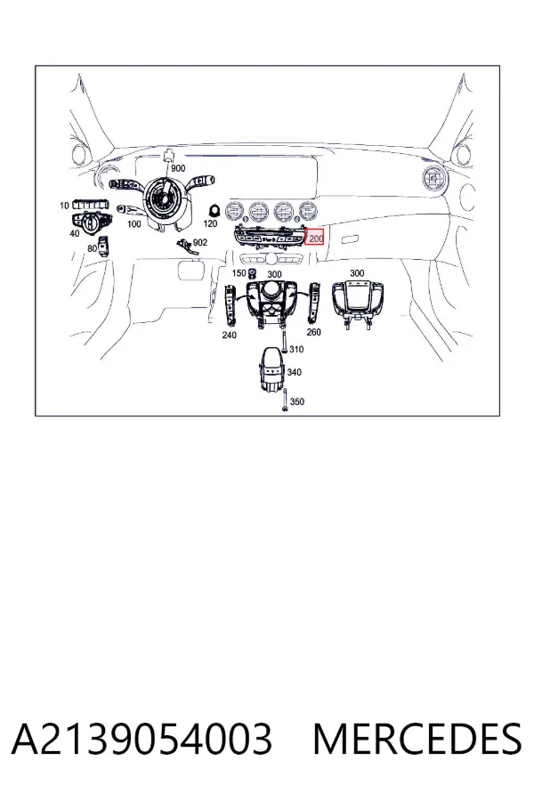 Bloco de botões do console central A2139054003 Mercedes
