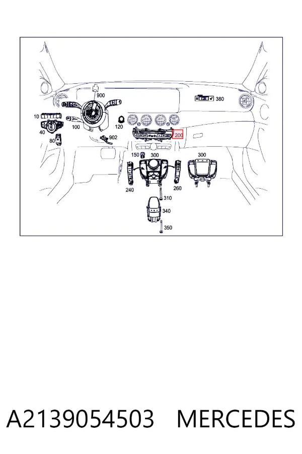 Bloco de botões do console central A2139054503 Mercedes