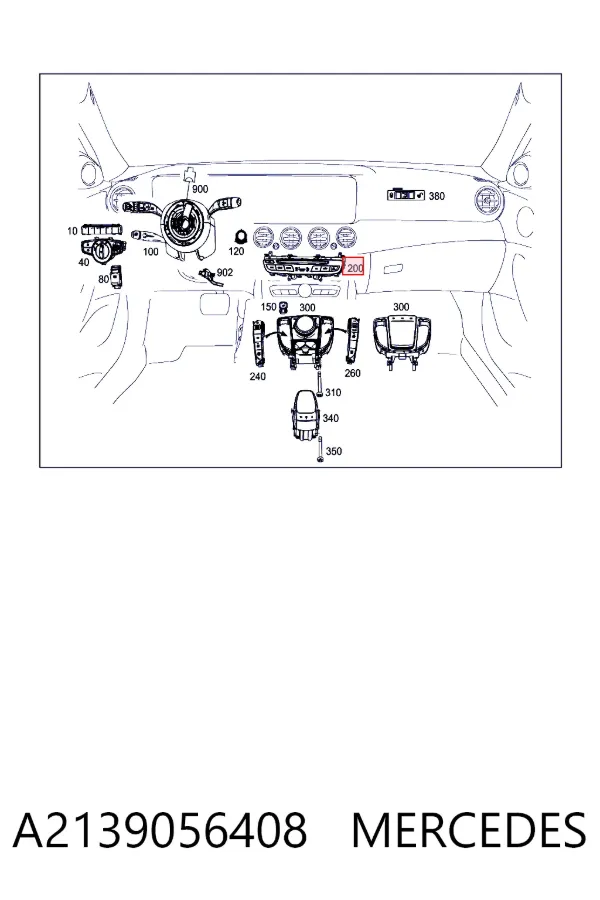 Bloco de botões do console central A2139056408 Mercedes