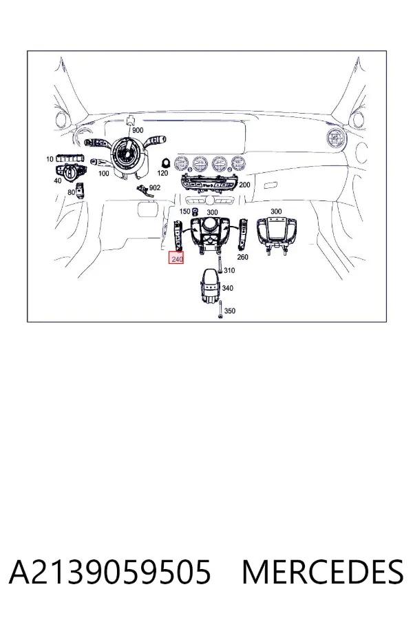 Bloco de botões do console central A2139059505 Mercedes