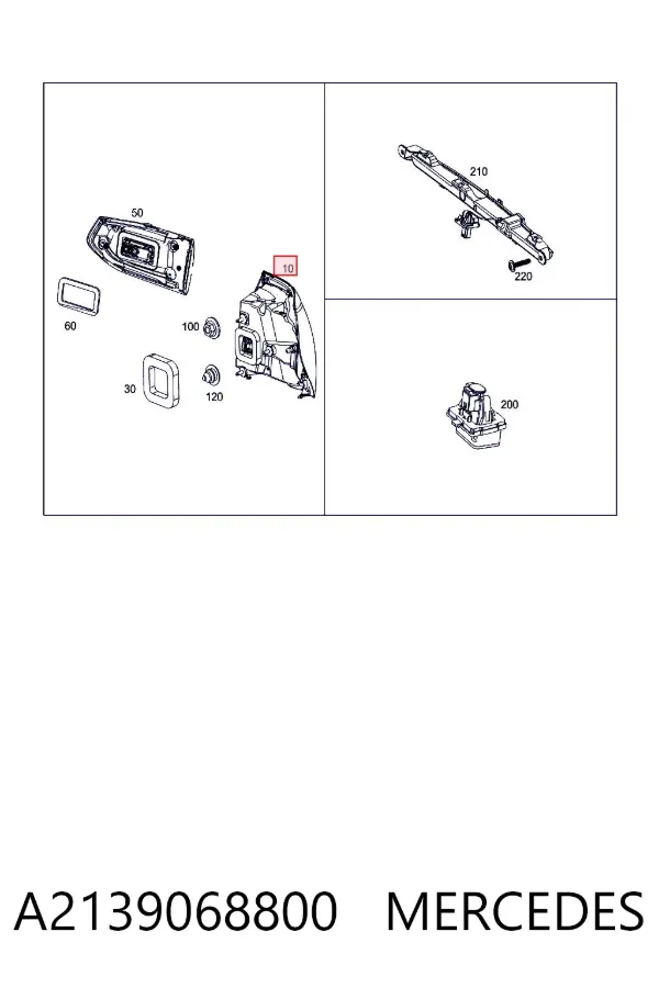 Lanterna traseira direita externa A2139068800 Mercedes