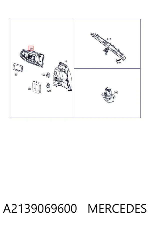 Lanterna traseira direita interna A2139069600 Mercedes