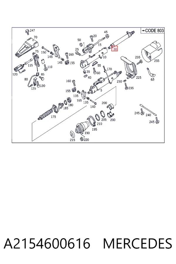 Coluna da direção A2154600616 Mercedes