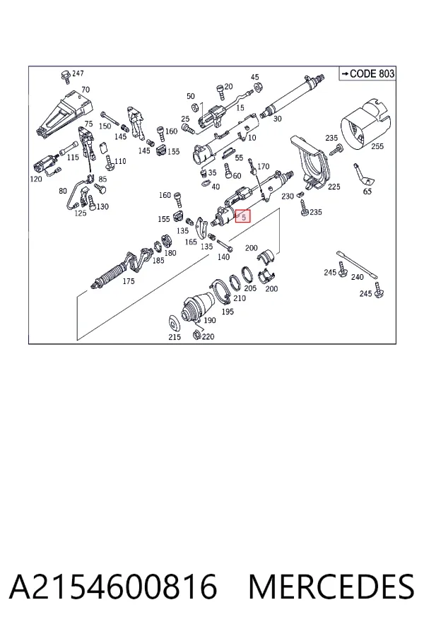 Coluna da direção A2154600816 Mercedes