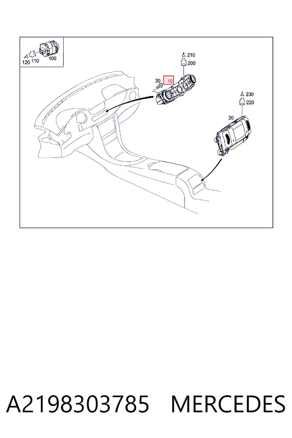 Unidade de controlo dos modos de aquecimento/condicionamento A2198303785 Mercedes