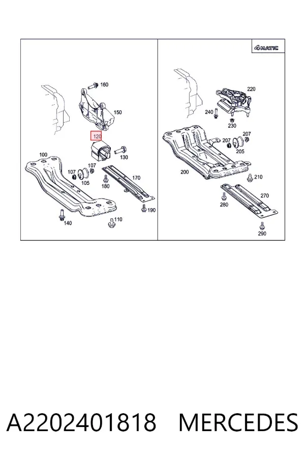 Coxim de transmissão (suporte da caixa de mudança) A2202401818 Mercedes