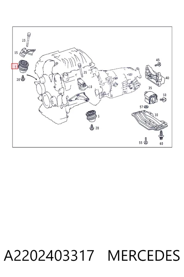 Coxim (suporte) esquerdo/direito de motor A2202403317 Mercedes