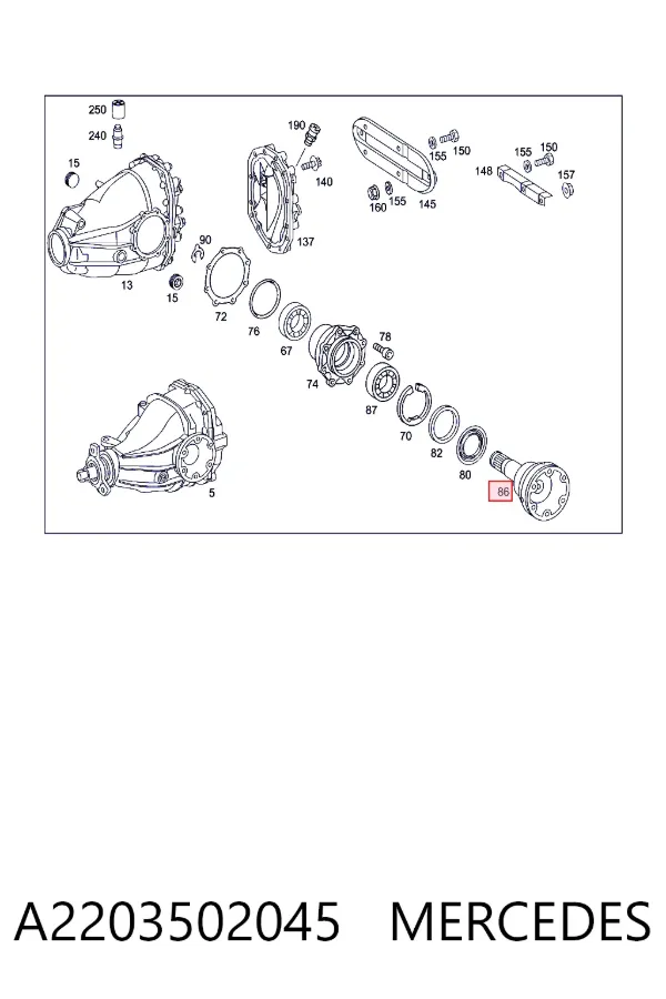 Flange do diferencial traseiro para semieixo A2203502045 Mercedes