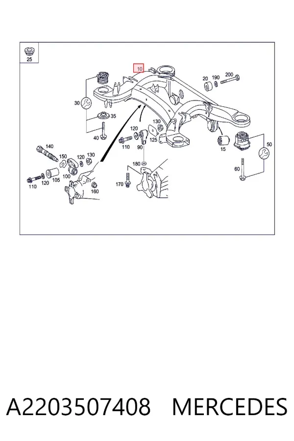 Viga de suspensão traseira (plataforma veicular) A2203507408 Mercedes