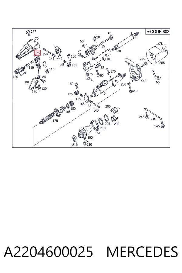 Motor de movimento da coluna de direção (do mecanismo de inclinação) A2204600025 Mercedes