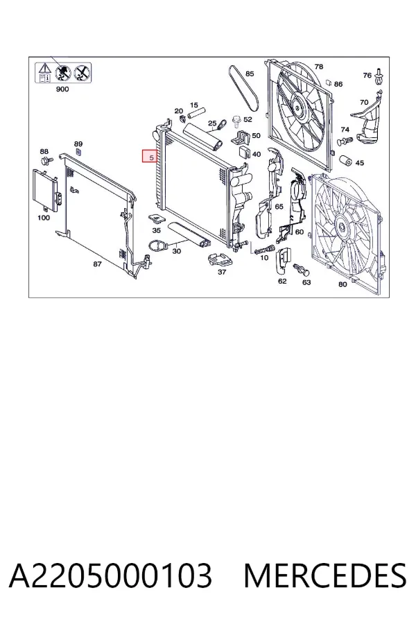 Radiador de esfriamento de motor A2205000103 Mercedes