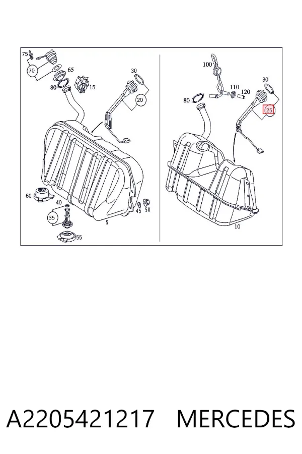 Sensor do nível de combustível no tanque A2205421217 Mercedes