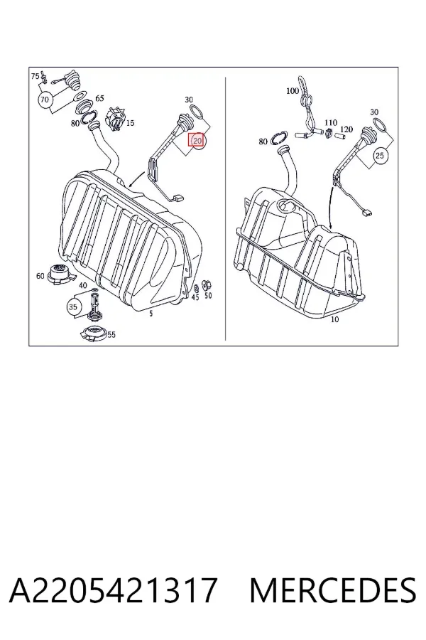 Sensor do nível de combustível no tanque A2205421317 Mercedes
