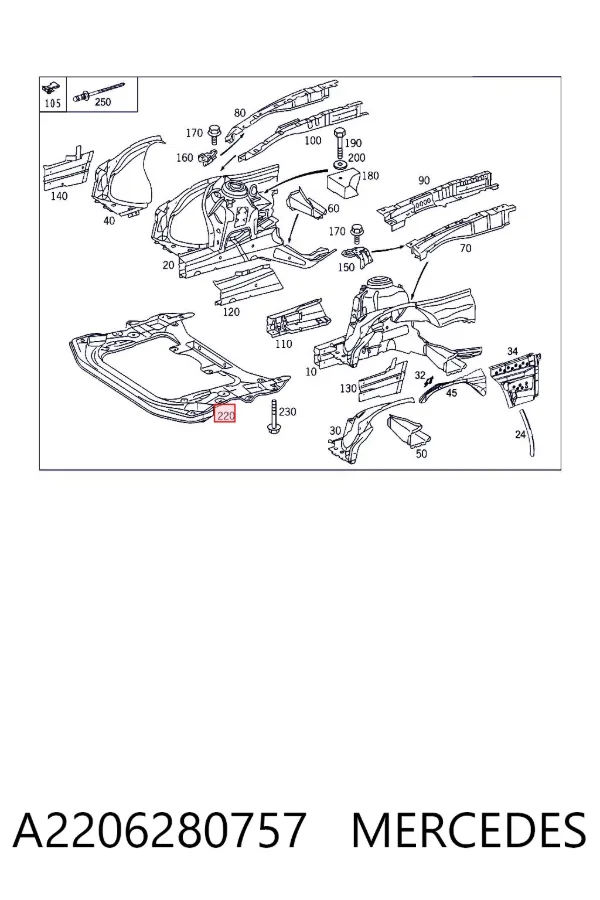 Viga de suspensão dianteira (plataforma veicular) A2206280757 Mercedes