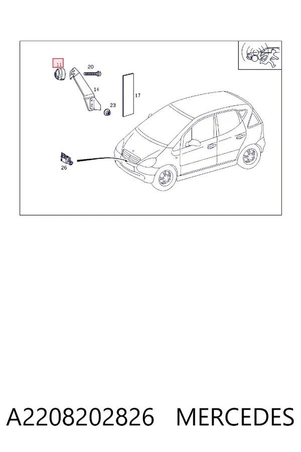 Sino sonoro de sinalização A2208202826 Mercedes